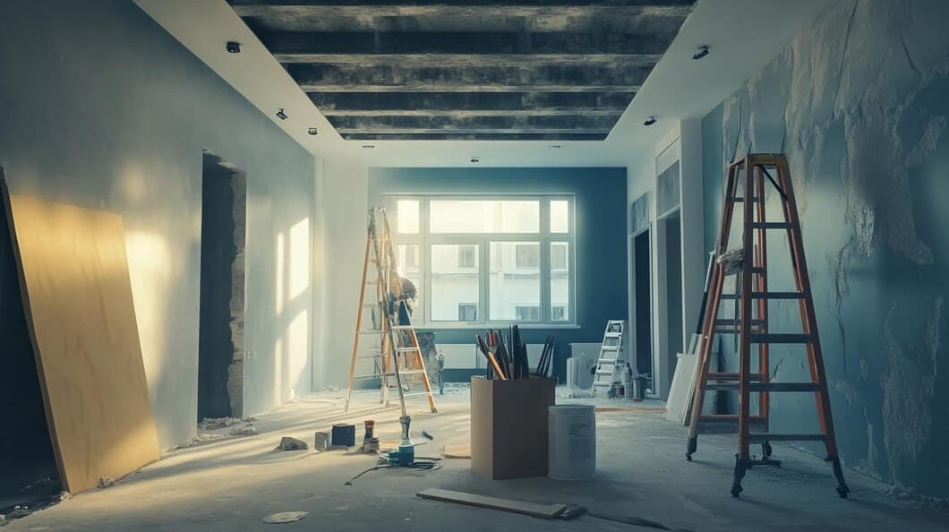 Apartment interior stripped back during renovation